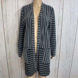 Sinuous Striped Cardigan Open Front Contrasting Material Size Medium